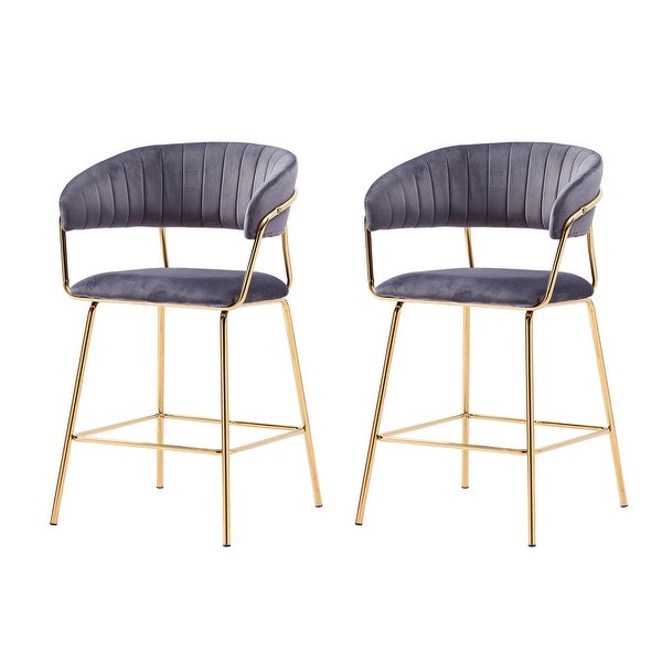 Best Master Furniture 24 Inch Gold Upholstered Bar Chairs (Set of 2)