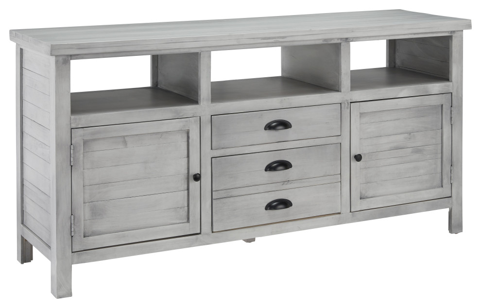 Laredo 65 quotTV Entertainment/Media Console  Cement Gray   Farmhouse   Entertainment Centers And Tv Stands   by Progressive Furniture  Houzz