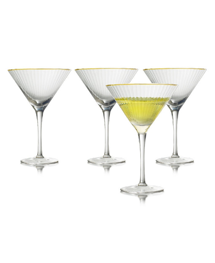 Qualia Glass Rocher Martini Glasses Set of 4 9.5 Oz