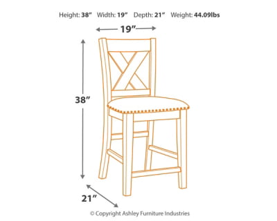 Signature Design by Ashley 24.5 Caitbrook Rustic Counter Height Upholstered Barstool， 2 Count， Gray