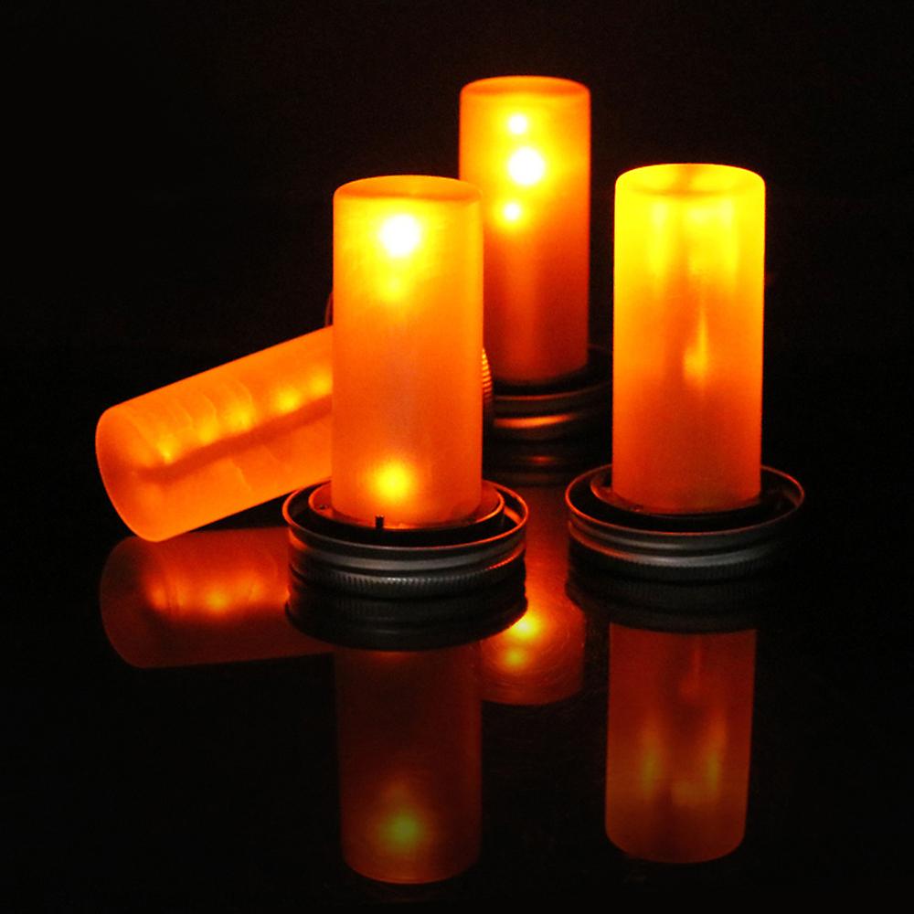 Solar Power Mason Jar Lid Lights Led Flame Lamps Waterproof Dynamic Simulation Flame Garden Wedding Christmas Easter Decor