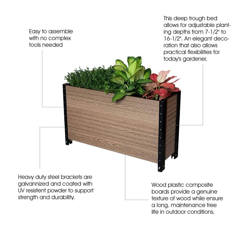 EverBloom 36 in. W x 12 in. D x 21 in. H Elevated Deep Trough Planter E213612