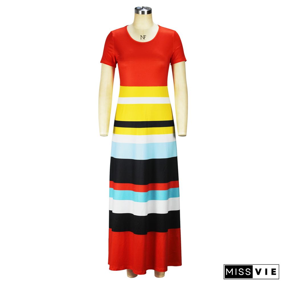 Stripe Print Fashion Casual Dress