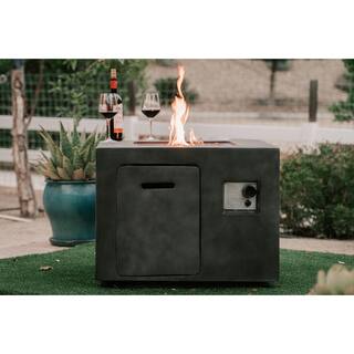 XBRAND 30 in. W x 23.6 in. H Outdoor Square MgOMetal Propane Gas Smokeless Fire Pit Table in Gray with Lava Rocks ProPitXZ46