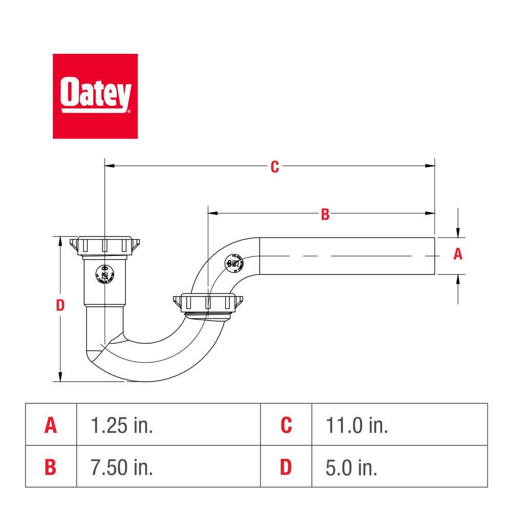 Oatey 1-14 in. White Plastic Sink Drain P- Trap HDC9700B