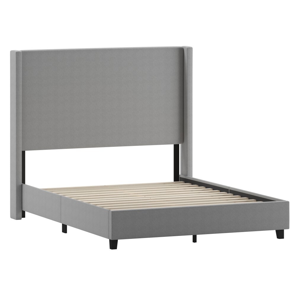 Upholstered Platform Bed with Channel Stitched Headboard