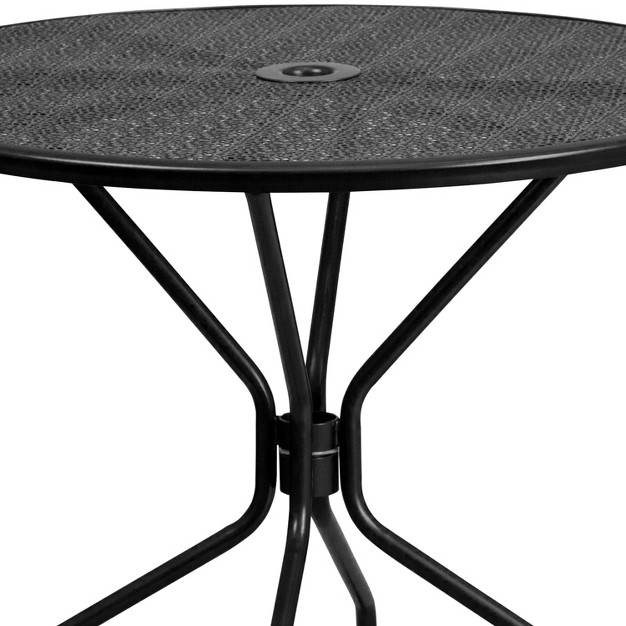 Round Indoor outdoor Steel Patio Table Set With 4 Round Back Chairs