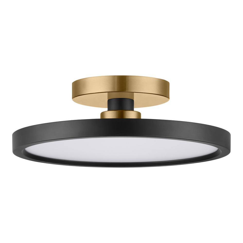 Hampton Bay Morrilton 13 in. 20-Watt Matte Black and Gold Integrated LED Semi-Flush Mount HD6108B