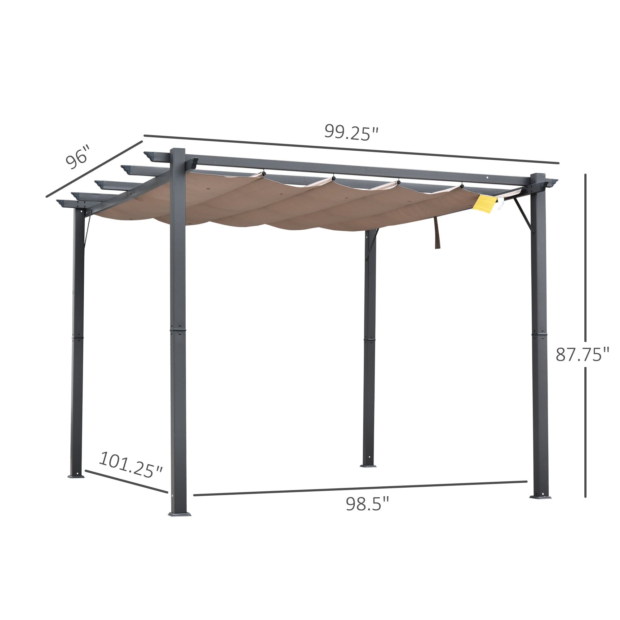 Outsunny 10' x 10'  Outdoor Retractable Pergola Canopy, Aluminum Patio Pergola, Backyard Shade Shelter for Porch Party, Garden, Grill Gazebo - Grey