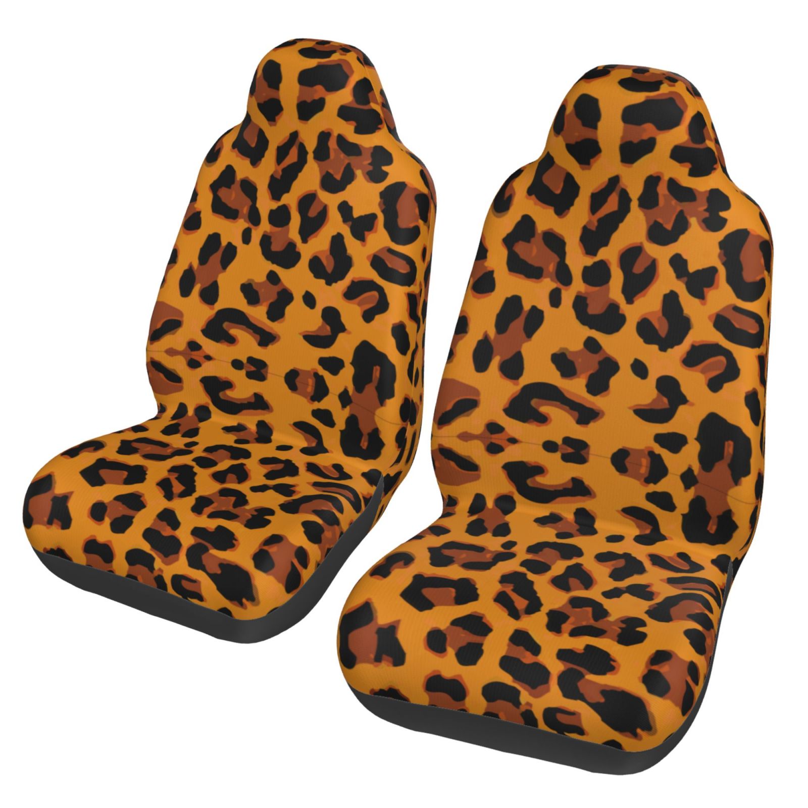 TEQUAN Front Seat Covers， Orange Leopard Skin Texture Pattern 2 Piece Car Seat Cover Fit Most Car SUV Truck Van