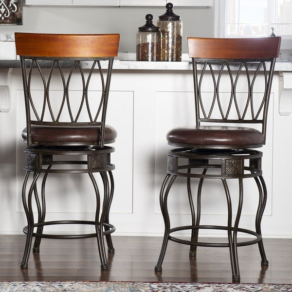 Linon Bronze Counter Stool， Elliptical Back Design