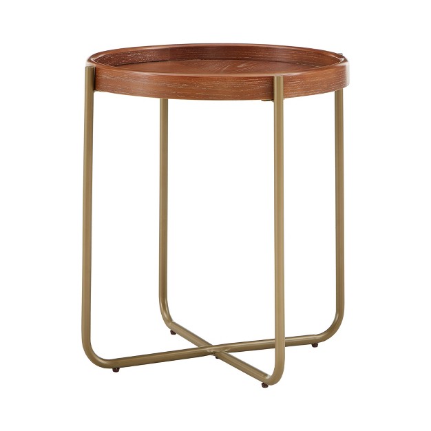 Herman End Table Metal And Wood Gold Finish Inspire Q