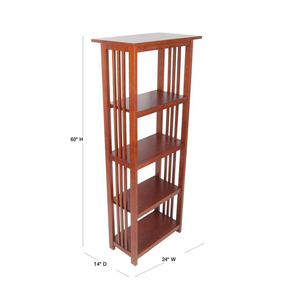 Alaterre Furniture 60 in. Cherry Wood 4-shelf Etagere Bookcase with Open Back AMIA0860