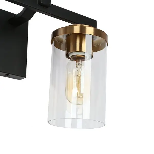 Modern Farmhouse 2-Light Black Gold Bathroom Vanity Light Glass Wall Lighting - 14