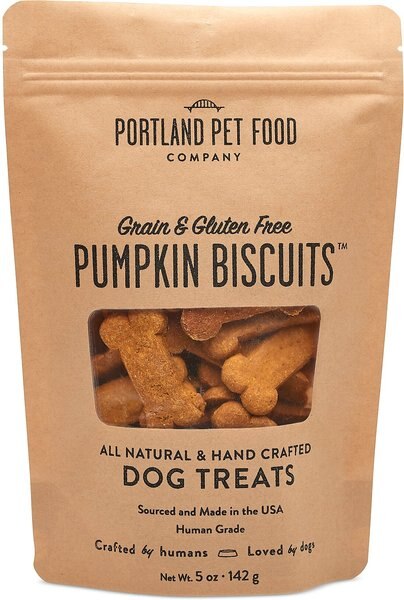 Portland Pet Food Company Pumpkin Biscuits Grain-Free and Gluten-Free Dog Treats， 5-oz bag