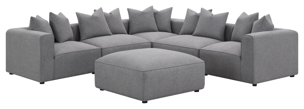 Jennifer Square Upholstered Ottoman Grey   Modern   Footstools And Ottomans   by Modon  Houzz