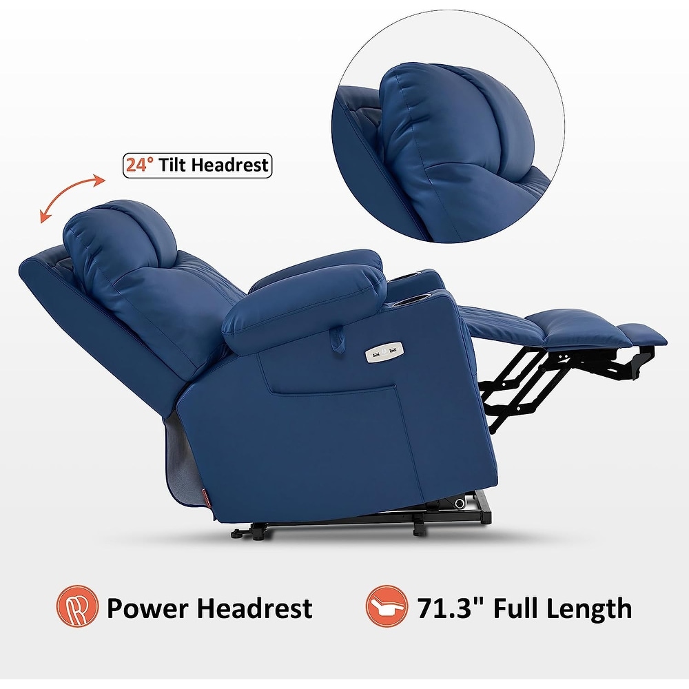 MCombo Lift Recliner Chair with Massage and Dual Heat  Adjustable Headrest  Faux Leather 7111