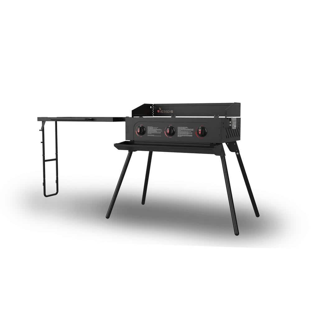 THIESSENS Portable 3Burner Propane Gas Grill Camp Stove in Black