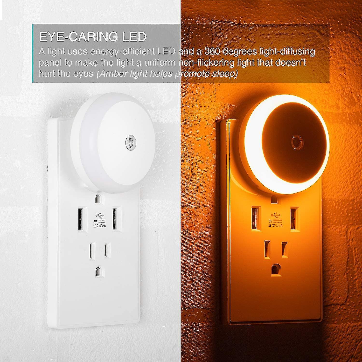 Amber Night Light， Plug-in Led Nightlight， Dusk To Dawn Sensor