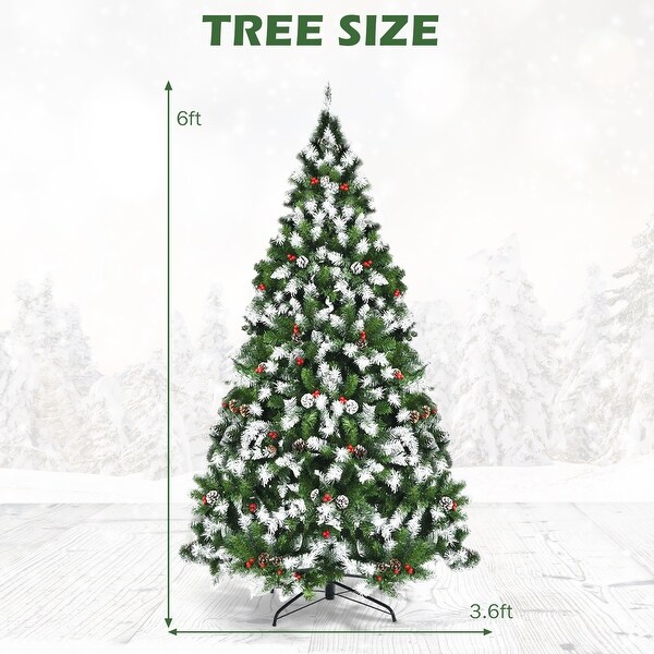 Gymax 6/7.5/9 FT Prelit Snow Sprayed Christmas Tree Artificial Xmas