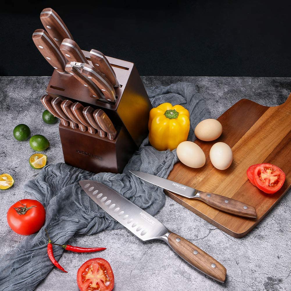 14 Pieces High Carbon Stainless Steel Knife Set with Block