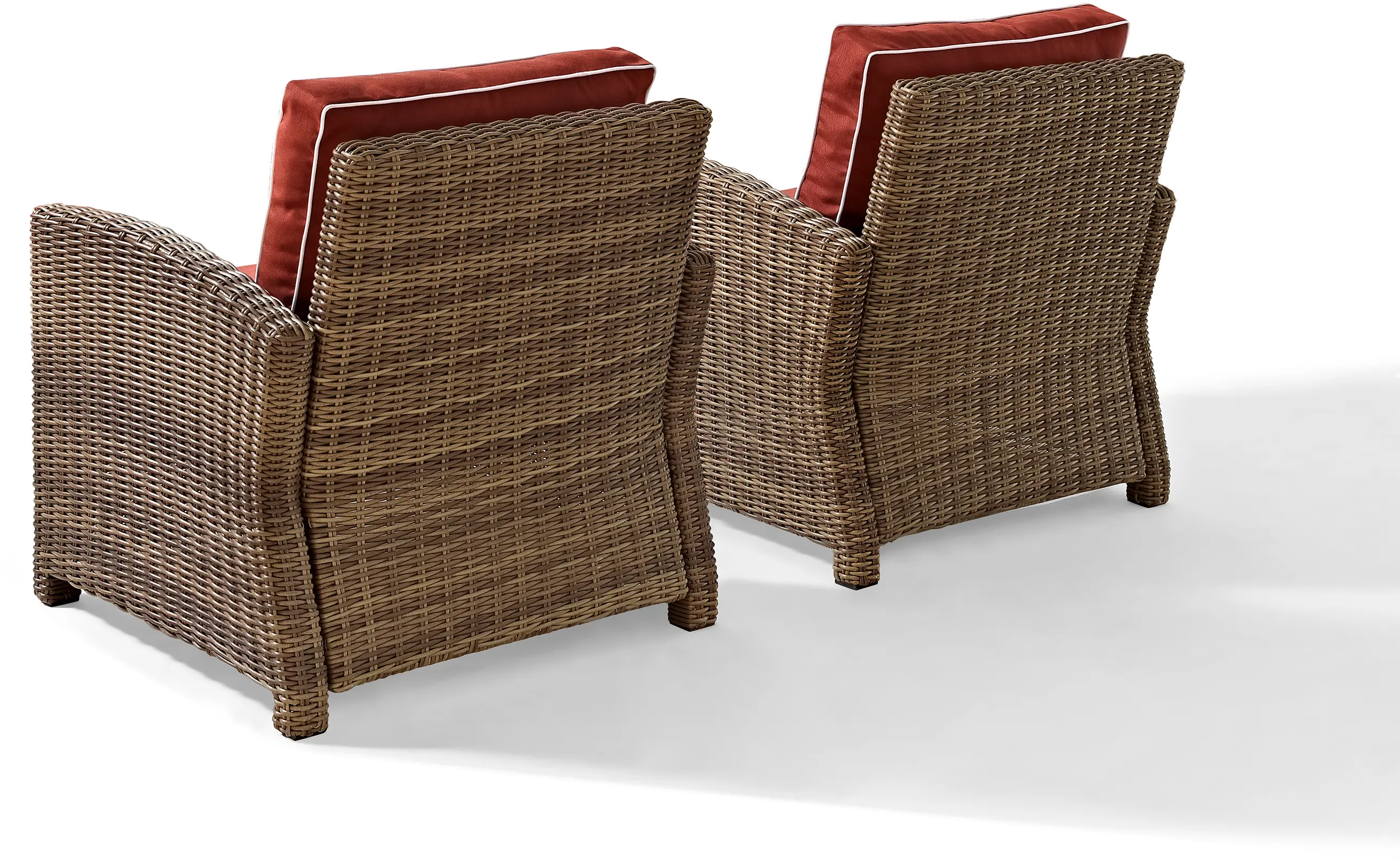 Bradenton Sangria and Wicker Patio Armchairs， Set of 2