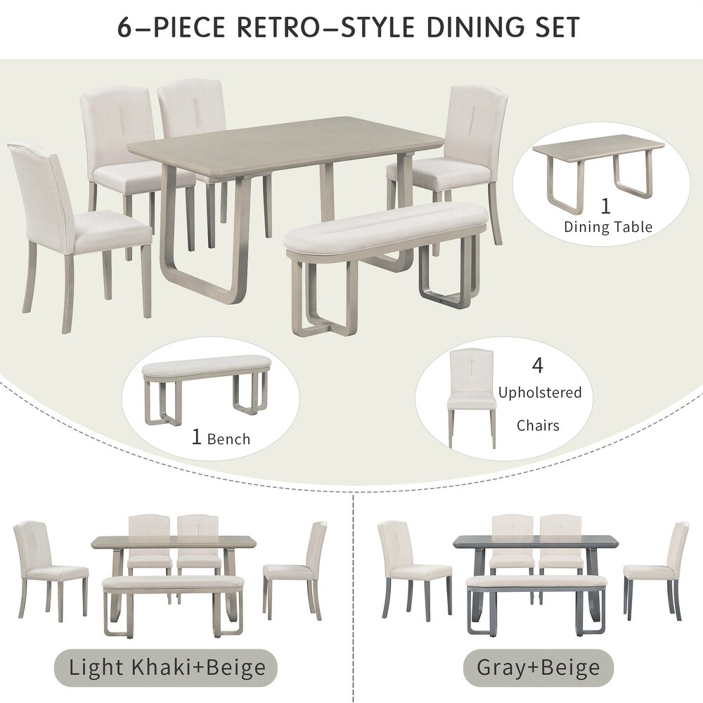 6 Piece Dining Set Includes Dining Table  4 Chairs   Bench with Foam Covered Seat Backs   Cushions