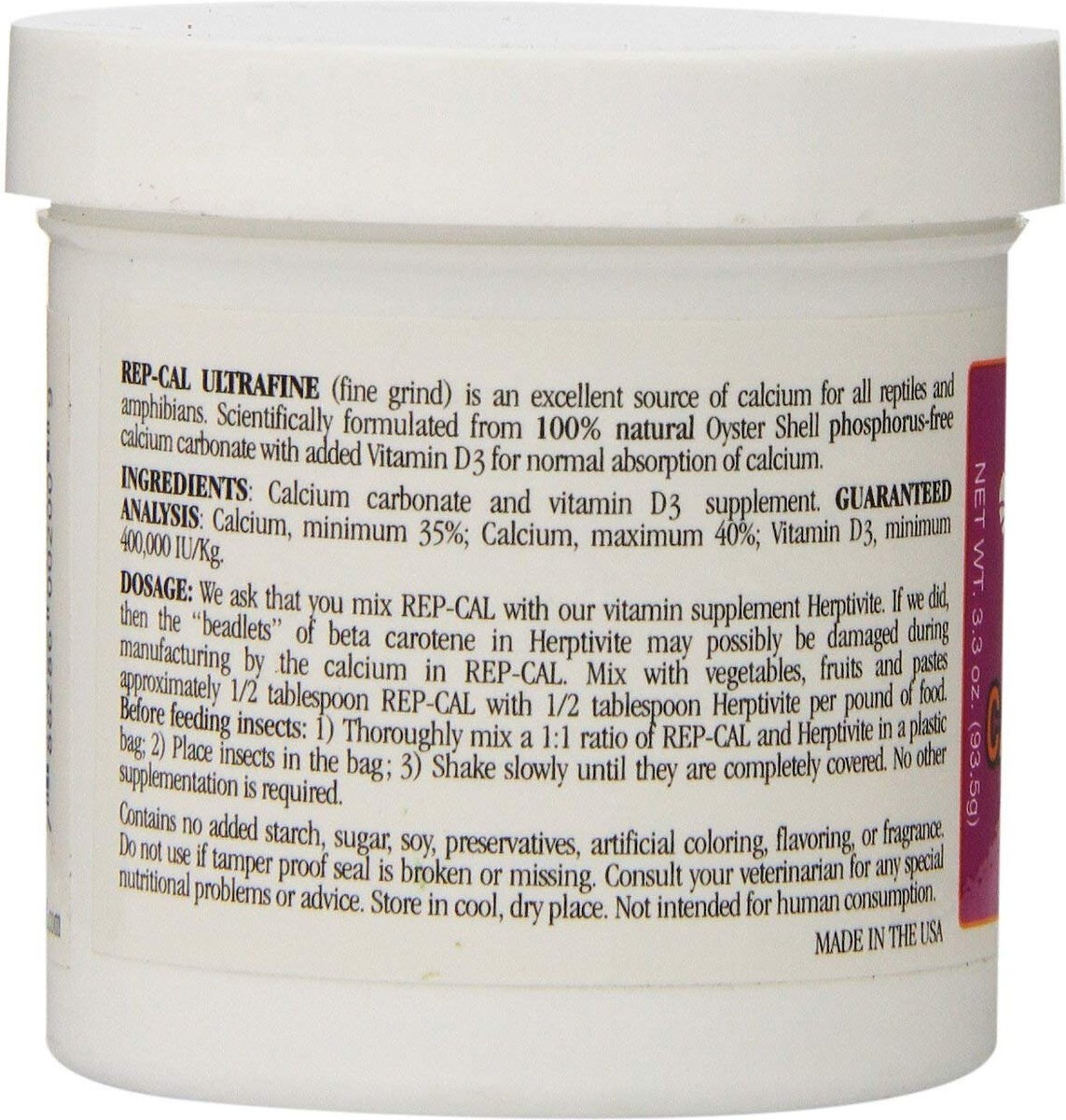 Rep-Cal Calcium with Vitamin D3 Ultrafine Powder Reptile Supplement