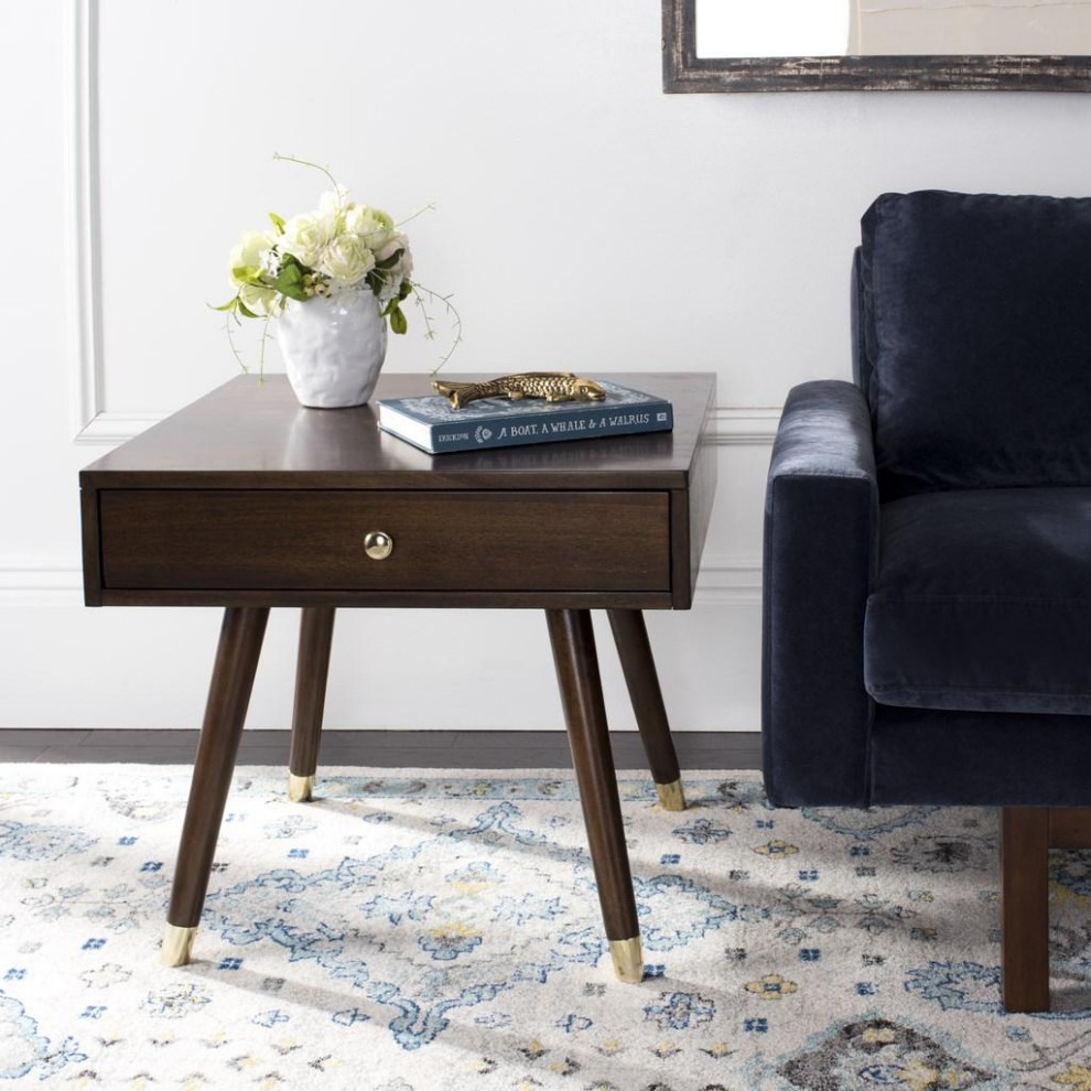 Vincent Gold Cap End Table Brown   Modern   Side Tables And End Tables   by Virgil Stanis Design  Houzz