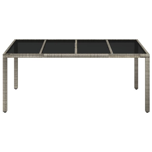 vidaXL Patio Table with Glass Top Black/Gray multisize Poly Rattan