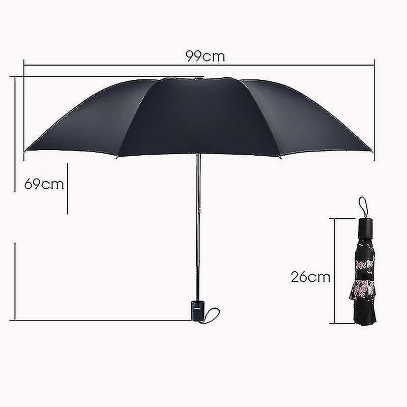 Umbrella Men Rain Woman Windproof Large Paraguas 3d Flower Print Sunny Anti-sun 3 Folding Umbrella O