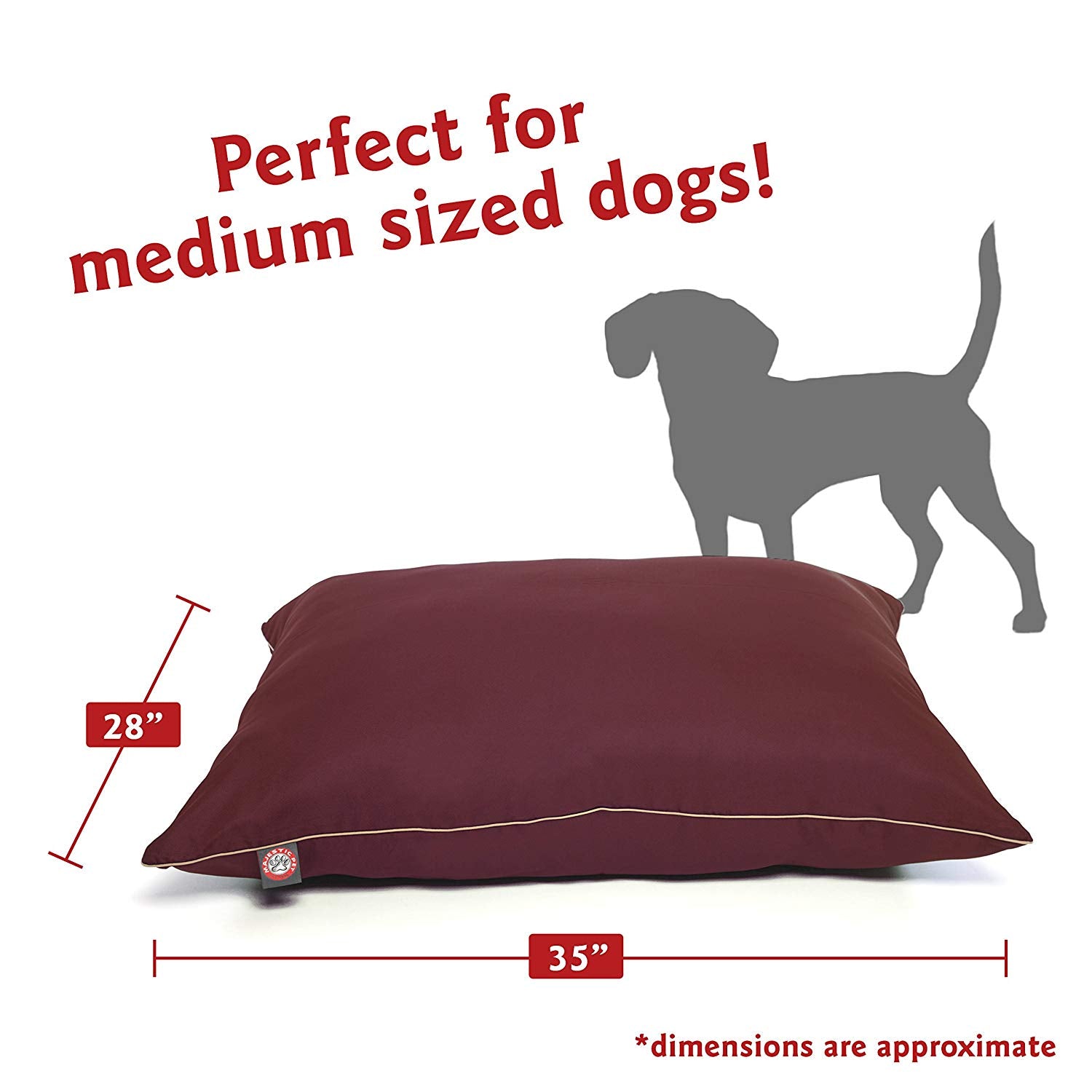 Majestic Pet Solid Color Super Value Dog Bed Machine Washable Burgundy Medium 28