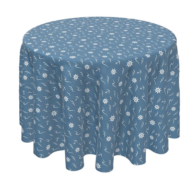 Round Tablecloth， 100% Polyester， 90 Round， Coastal Sea