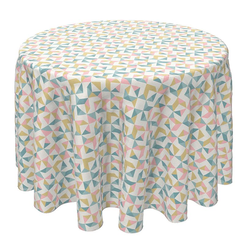 Round Tablecloth， 100% Cotton， 60 Round， Abstract Geo Print