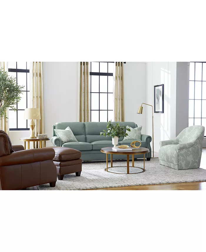 Furniture Marick 93 Leather Roll Arm Sofa