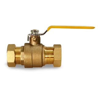 The Plumber's Choice 1 in. Premium Brass Full Port Ball Valve with Compression Connections M822223