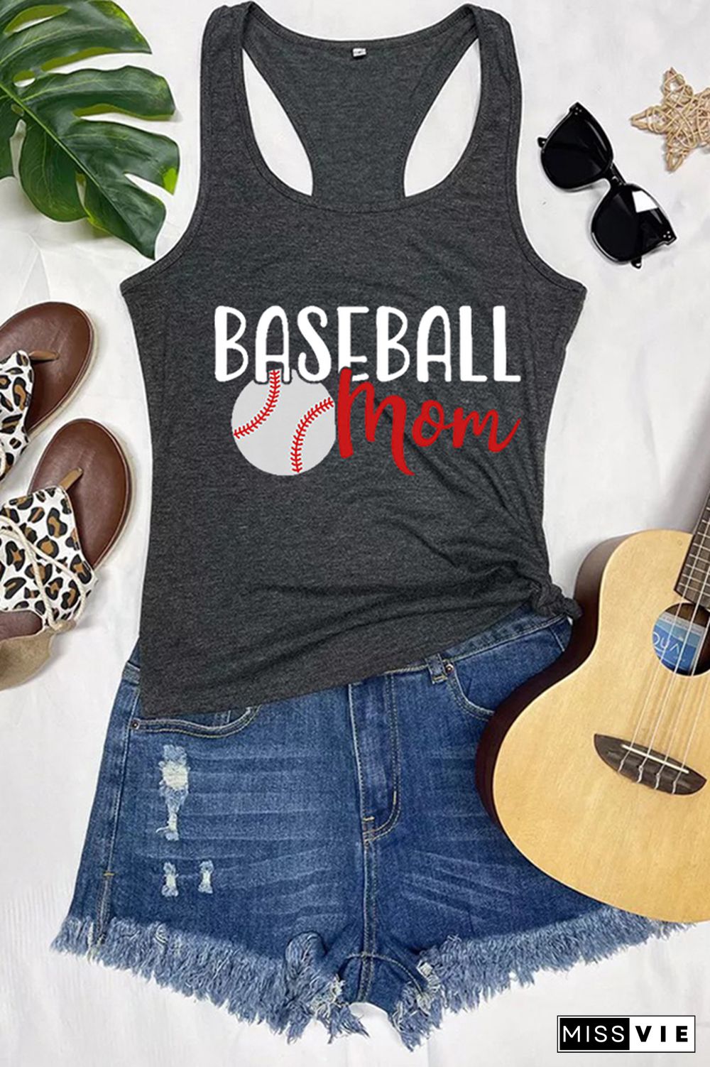 Baseball Mom Printed Sleeveless Tank Top Wholesale