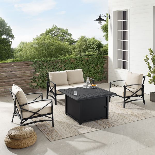 Kaplan 4Pc Outdoor Metal Conversation Set W/Fire Table