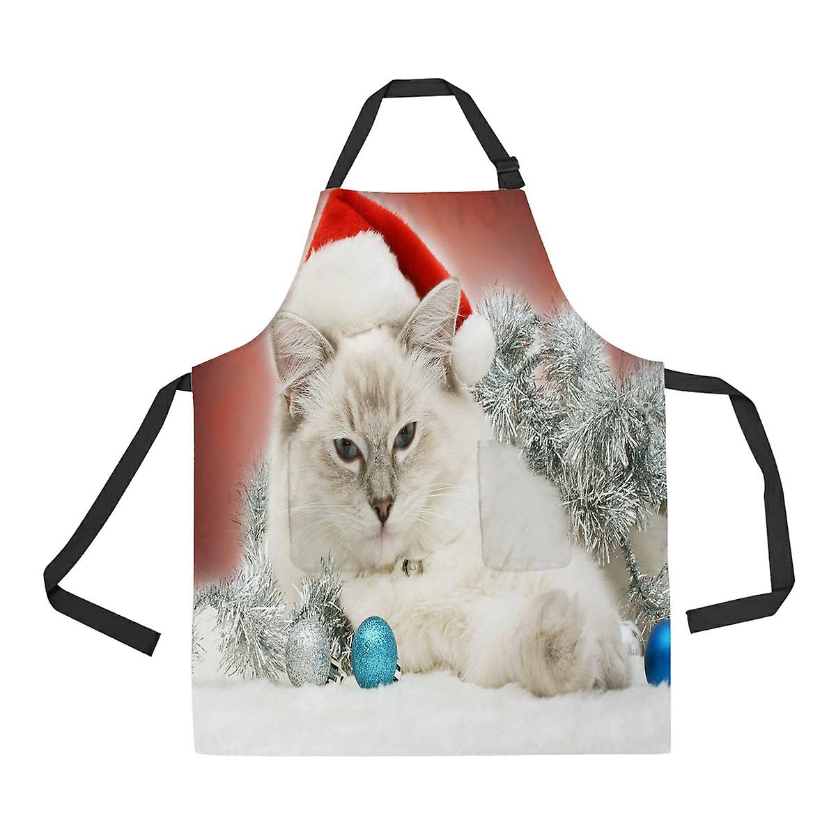 Christmas Ragdoll Cat Kitten Apron Home Kitchen Apron With Pockets