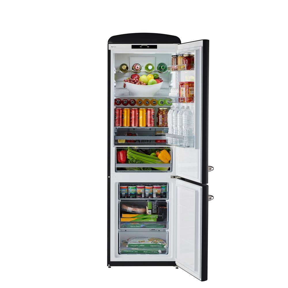 iio 12 cu. ft. Retro Frost Free Bottom Freezer Refrigerator in Black ENERGY STAR (Right Hinge) CRBR-2412ioBR