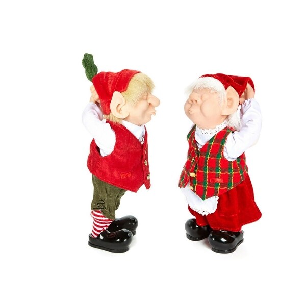 10.5 Set of 2 Zims The Elves Themselves Kissing Jackson and Julian Christmas Tabletop Figurines