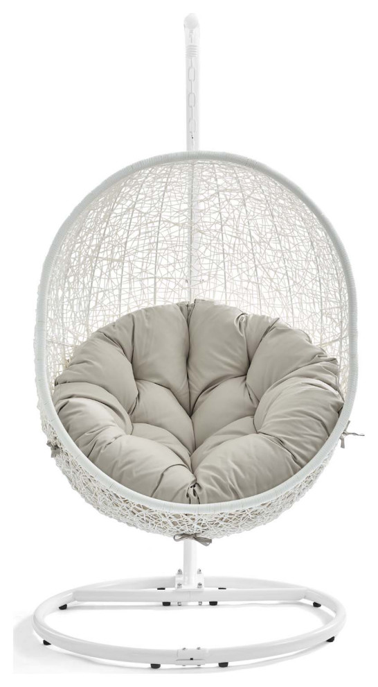 Hide Outdoor Wicker Rattan Swing Chair With Stand   Hammocks And Swing Chairs   by ShopFreely  Houzz