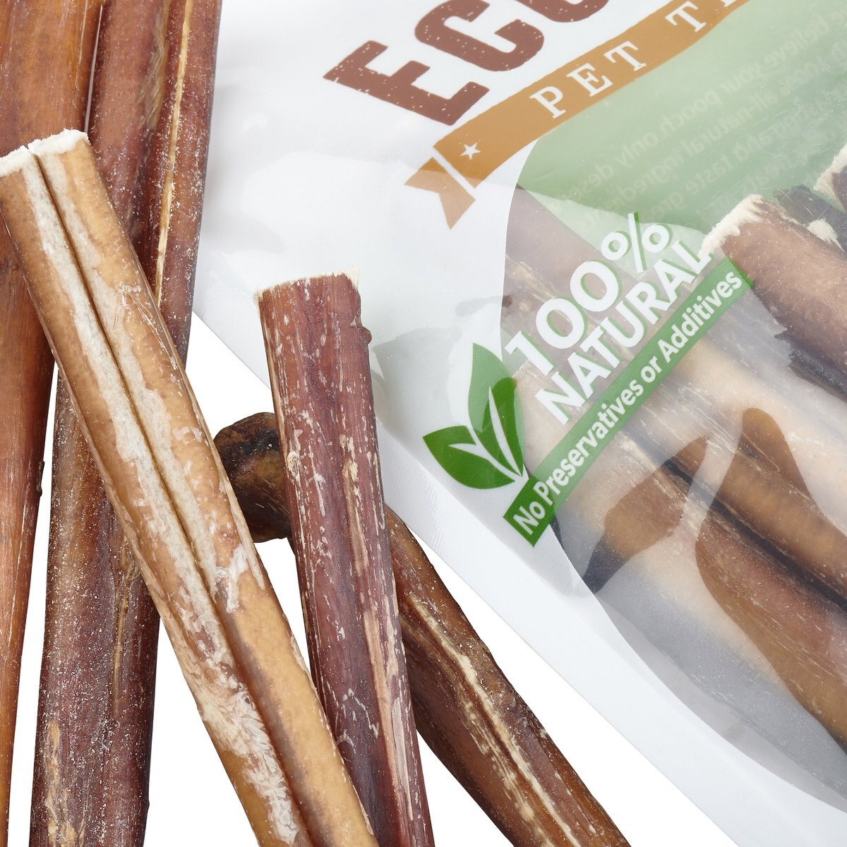 EcoKind Odor Free Natural Bully Sticks Dog Treats， 1-lb bag， 6 inches