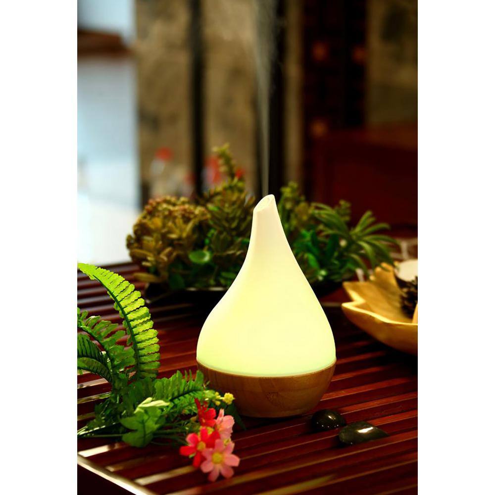 SPT 80mL Ultrasonic Aroma DiffuserHumidifier with Bamboo Base (Droplet) SA-110