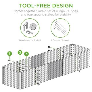 Best Choice Products 8 ft. x 2 ft. x 2 ft. Outdoor Steel Raised Garden Bed Planter Box for Vegetables Flowers Herbs - Wood Grain SKY6640