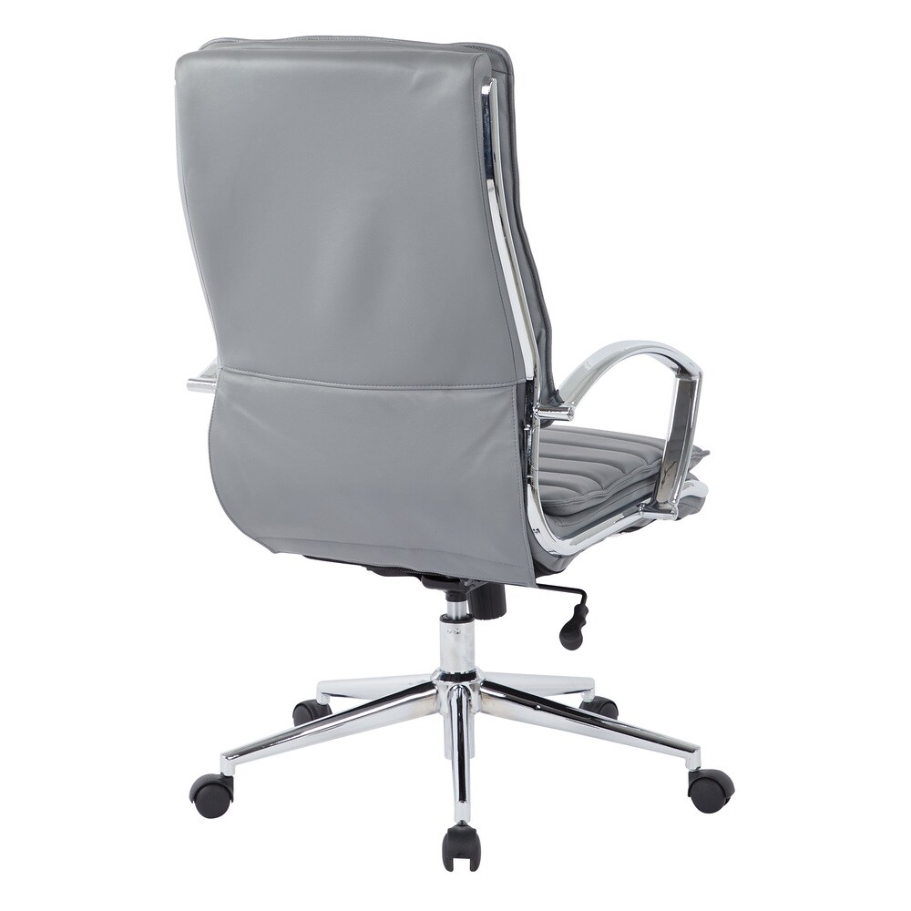 High Back Professional Managers Faux Leather Chair with Chrome Base and Removable Sleeves