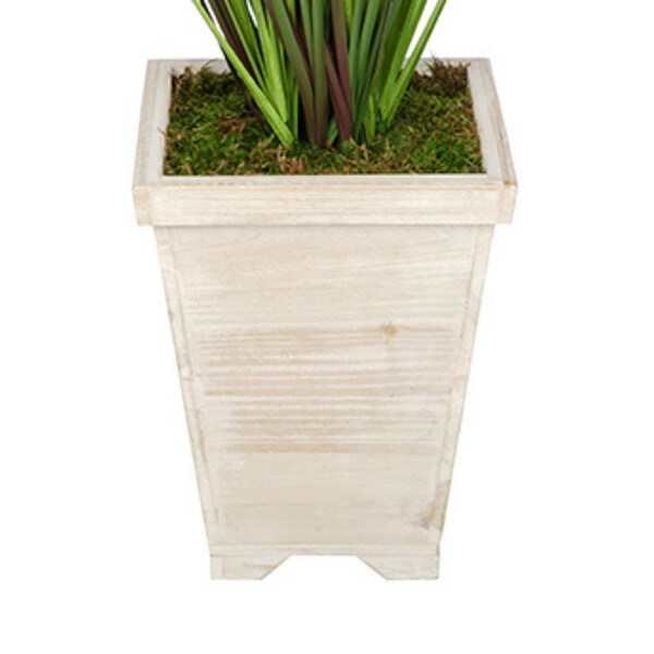 Faux 4ft PVC Grass in Washed Wood Planter