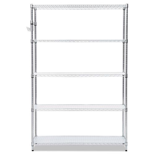 5Shelf Wire Shelving Kit With Casters And Shelf Liners 48w X 18d X 72h Silver