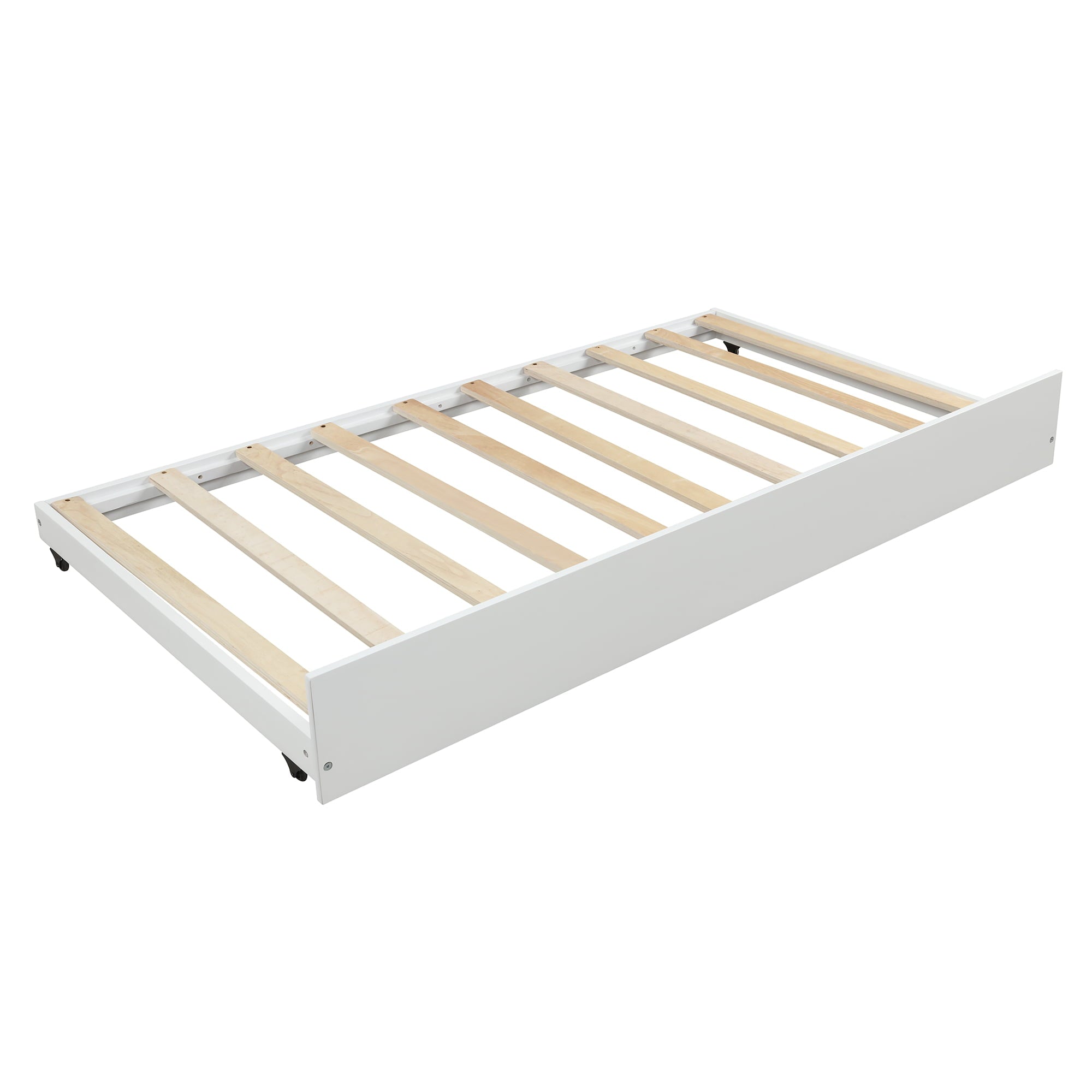 Euroco Pine Wood Twin Size Kids Beach House Bed With Trundle, White