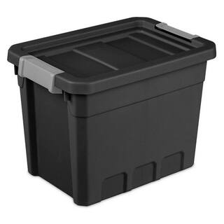 Sterilite 7.5 gal. Rugged Industrial Storage Totes with Latch Lid in Black (6-Pack) 6 x 14839006